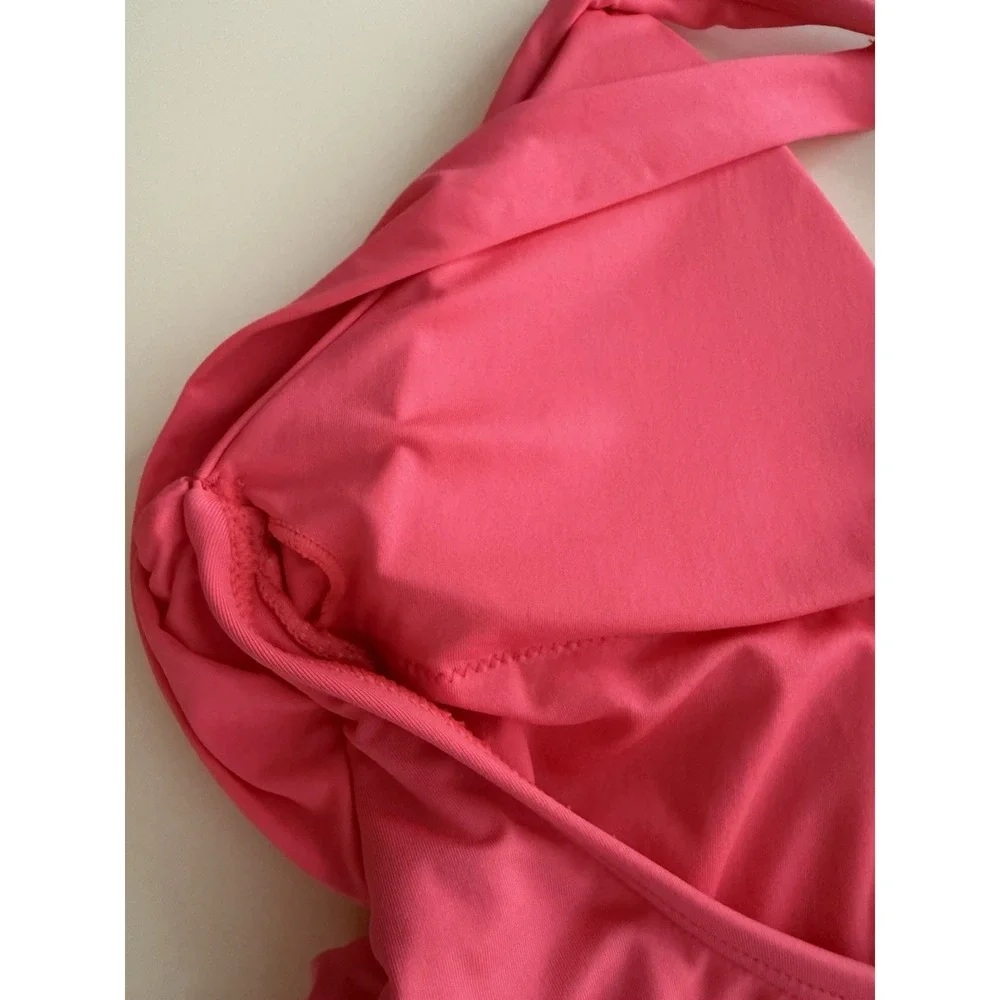 Trina Turk Wrap One Piece Swimsuit Coral Ring Accent Cross Back Size 6 NWT $178 - Picture 7 of 10